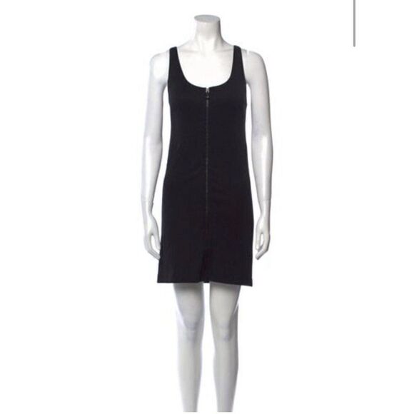 Versace Authentic Solid Black Bodycon Ribbed Tank Mini Dress 42 6 Small - Picture 1 of 7